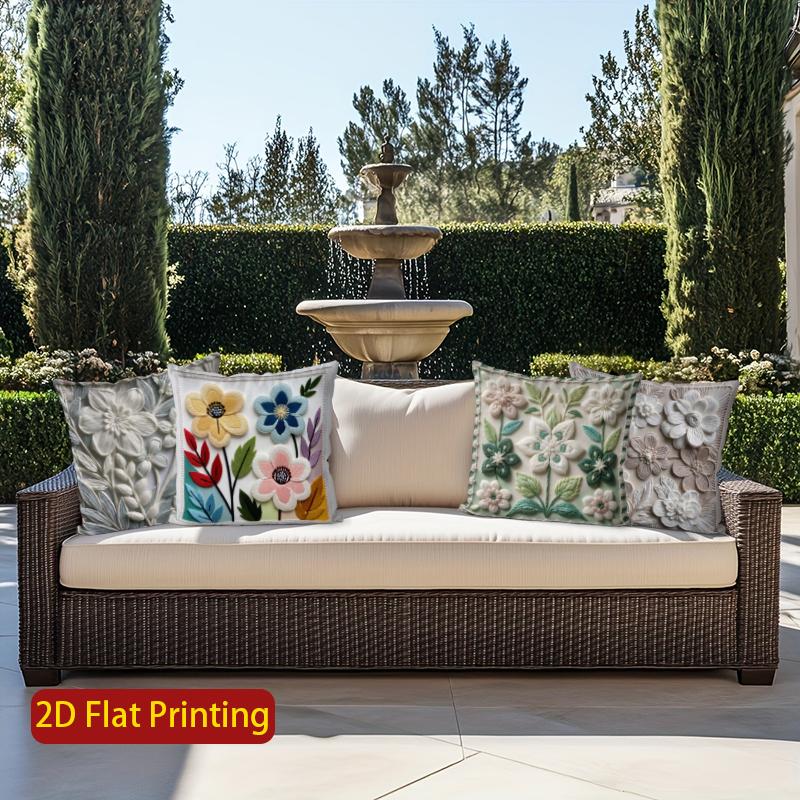 2D Colorful Floral Embroidered Cushion Covers Pattern Cushion Cover Suitable For Sofa Bedroom Car Pillow Cover