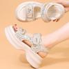 Sports Sandals Women's Summer New Heightening Velcro Sweet Sequins Casual Platform Beach Shoes
