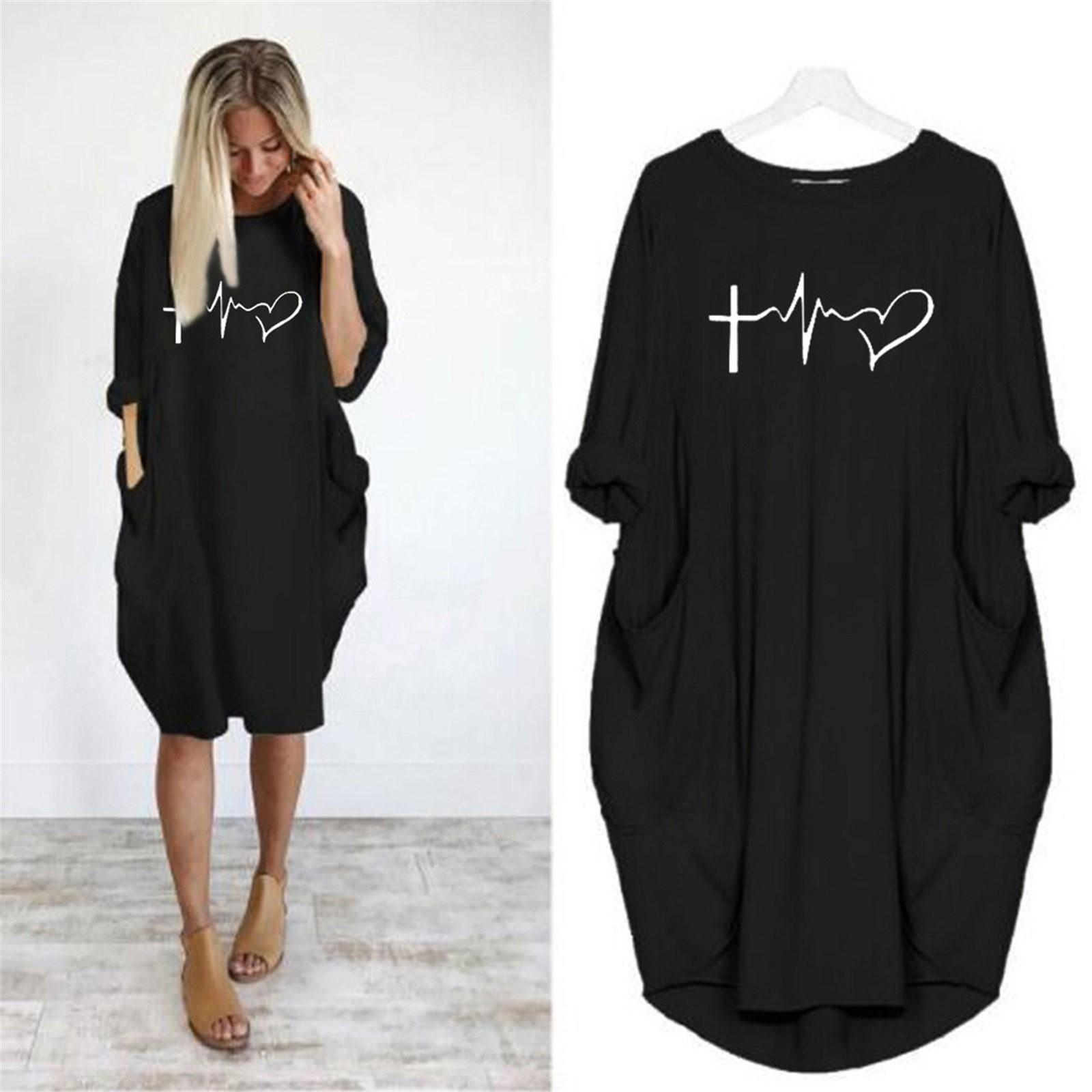 

Womens Jumper Ladies Oversized Baggy Long Sleeve Pocket Pullover Dress XXXXL чёрный