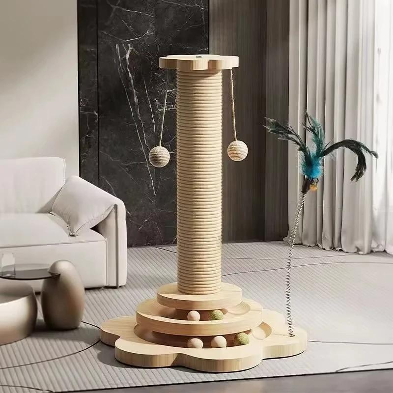 Cat Scratcher Turntable Funny Stick Balls Durable Sisal Scratching Board Pet Supplies Cat Grab Column Pet Cat Toy