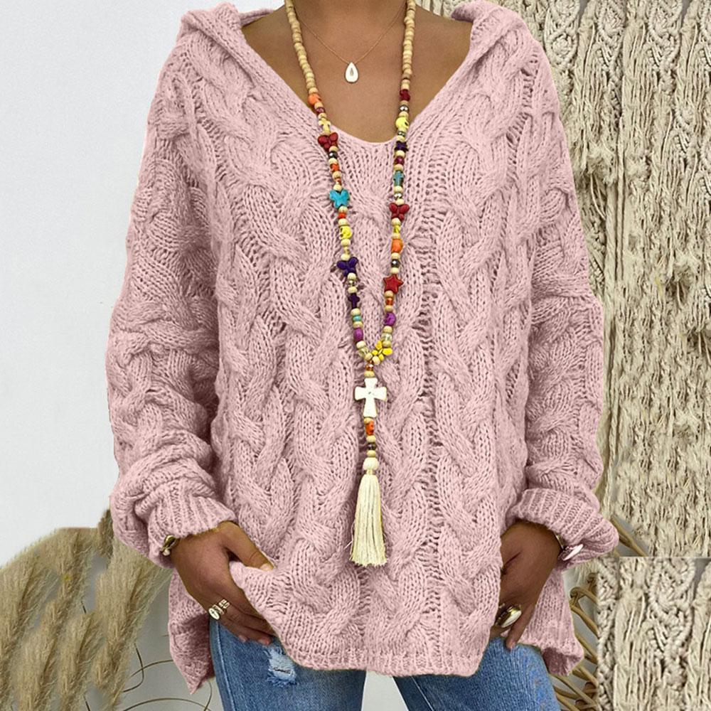 Women Autumn Knitted Sweater Casual Solid Hooded Pullovers Europe Style Jumpers Streetwear Women's Clothes