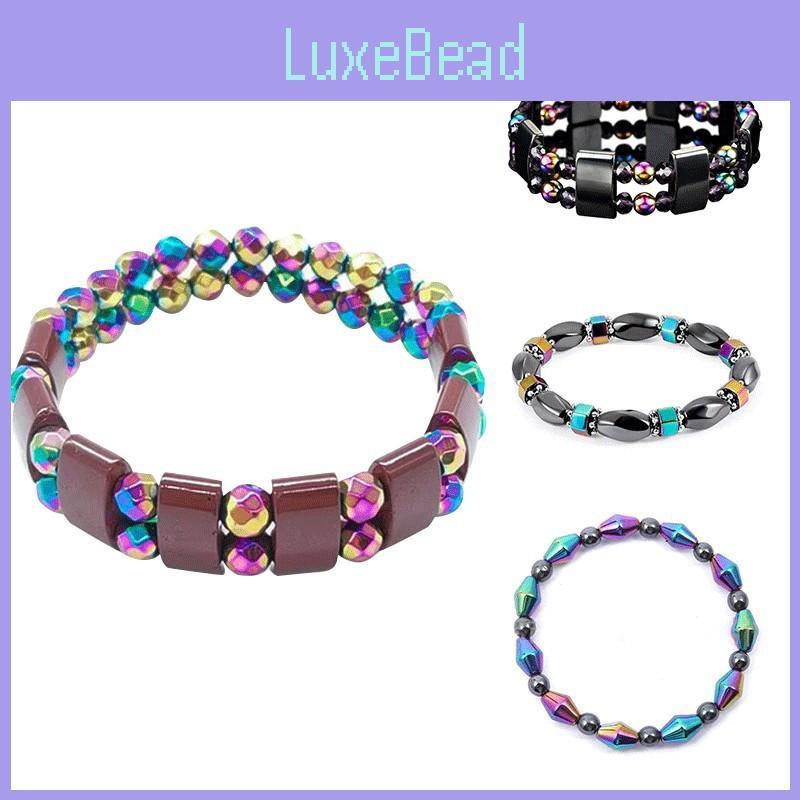 Lhsl-059 Trendy Unisex Double Row Rainbow Stone Bracelet With Magnetic Clasp Great Travel Souvenir