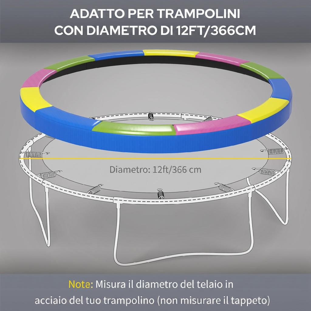 366X30cm Foldable and Portable Trampoline Cover. Made of Plastic, PE, and Foam. Multicolored