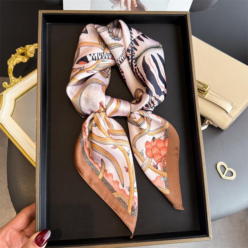 Animal Flower Simulation Silk Printing Silk Scarf Square Scarf High-end Shawl Sunscreen Neck Professional Scarf Headscarf Scarf
