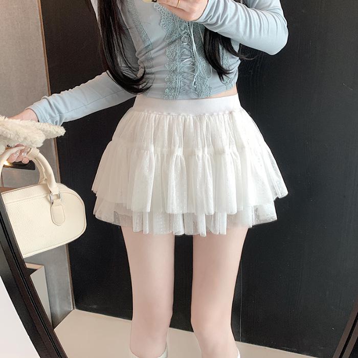 

Pink Floral Ballet-Style A-Line Midi Skirt: Slimming, Puffy Mesh Design for Women, Spring/Summer, Versatile Korean Fashion. S