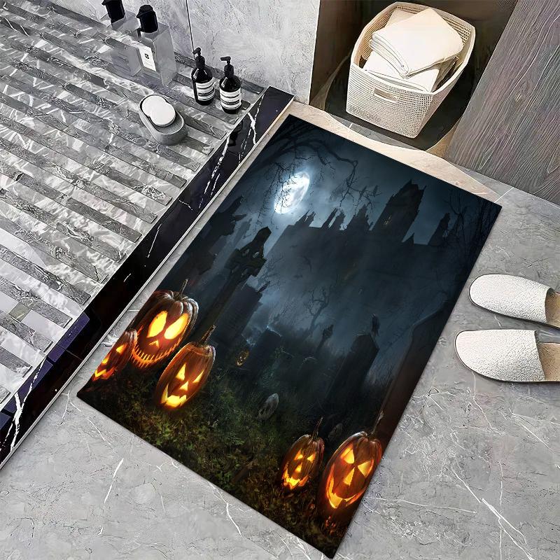 1pc V- Halloween 3D Visual Clown Absorbent Mats Anti-Slip Mats Home Decor Supplies Carpets Home Kitchen Floor Mats