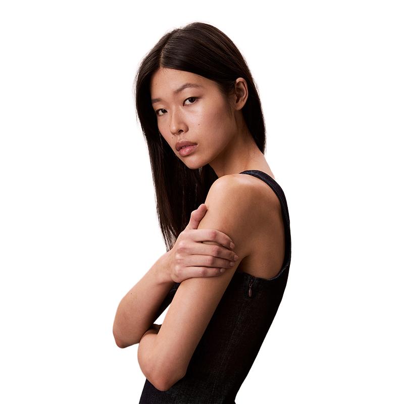 Calvin Klein Vintage Artistic Square Neck Lyocell Blend Slimming Denim Slip Dress Women dresses 47F793G