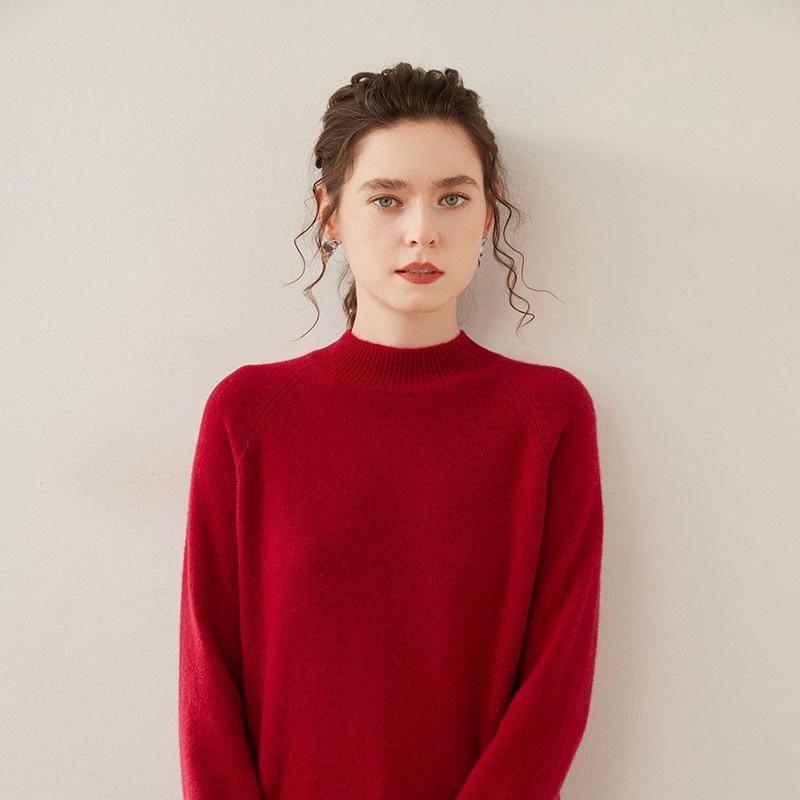 Women's Wool Sweater: 2025 Slim-Fit Half-High Collar Knit Base Layer for Autumn/Winter