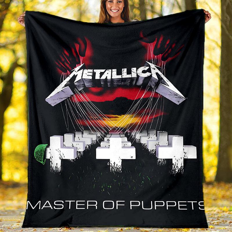 1pc Rammstein1 Theme Blanket - Digital Print, Polyester, Cozy for All Seasons, Perfect for Outdoor, Camping, and Travel