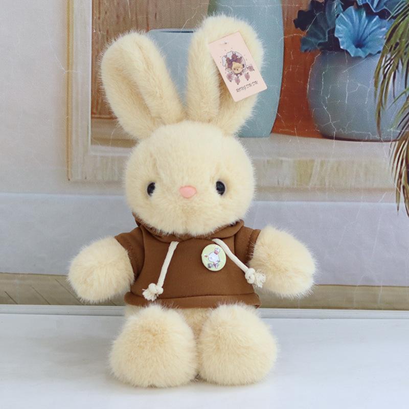 New long-eared ribbon rabbit plush toy doll 8-inch grab machine doll bunny doll birthday gift