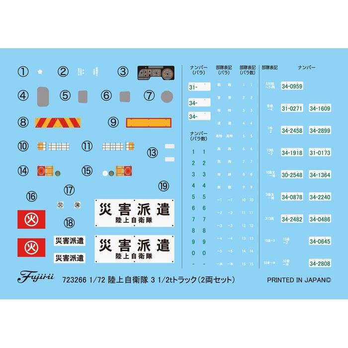 Fujimi Model 1/72 Military Series No. 22 Japan Ground Self-Defense Force 3 1/2t Truck (2 vehicles) Plastic Model ML22 Gray
