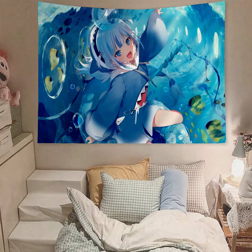 Cute GGawr Gura Tapestry Wall Hanging Tapestry Art Deco Blanket Curtain Hanging At Home Bedroom Living Room Decor