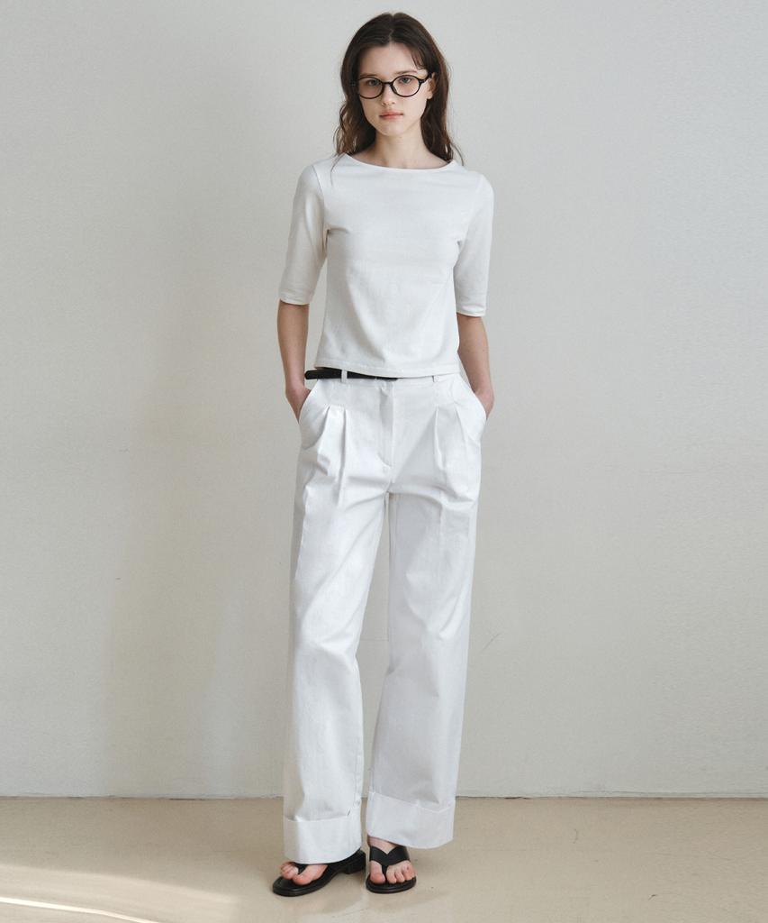 Wednesday Oasis For Woman W/Herring Roll-Up Wide Cotton Pants_Ivory(W26Pt10)