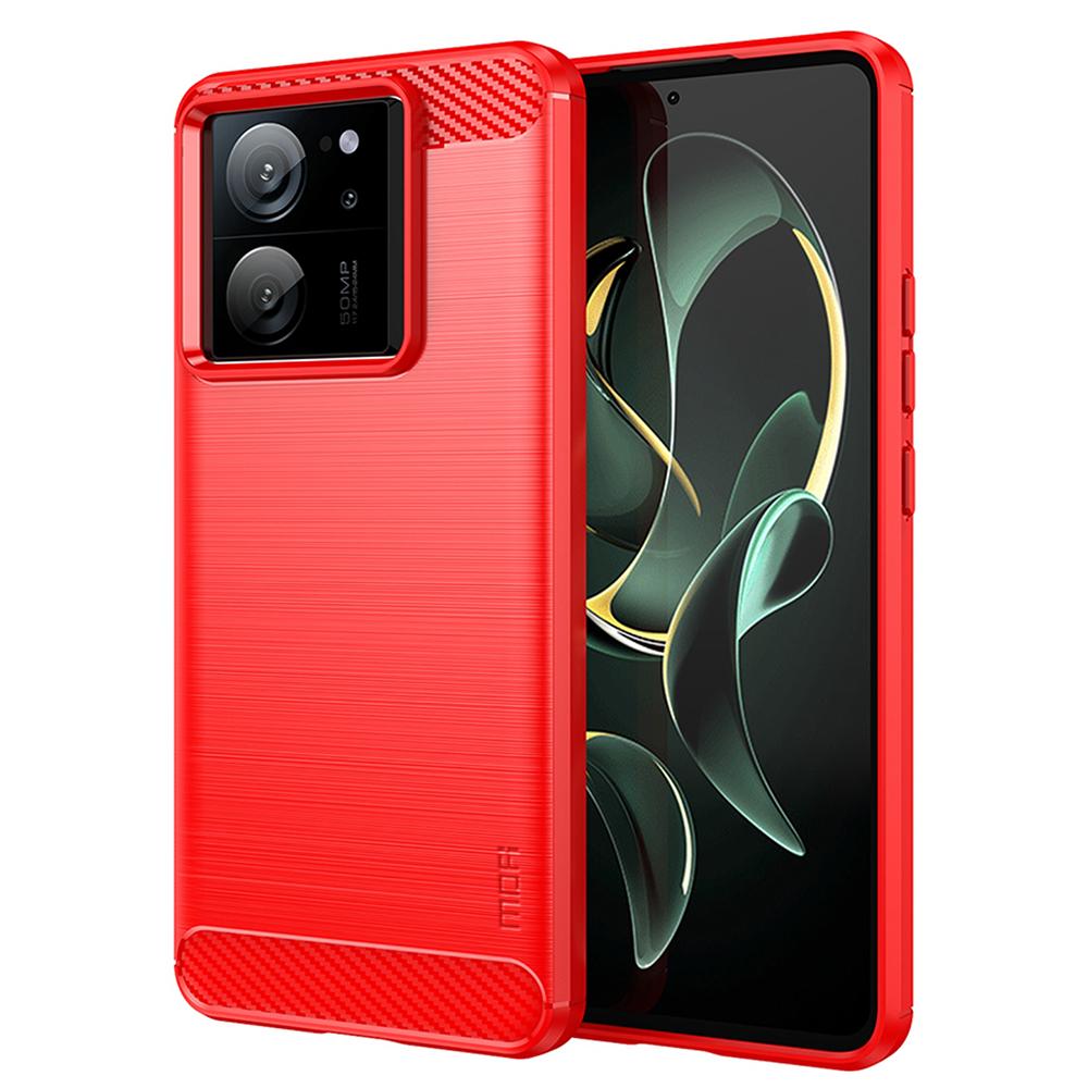 

MOFI JK TPU Series-1 for Xiaomi Redmi K60 Ultra/13T/13T Pro Brushed Cover TPU Anti-scratch Carbon Fiber Texture Phone Case Red