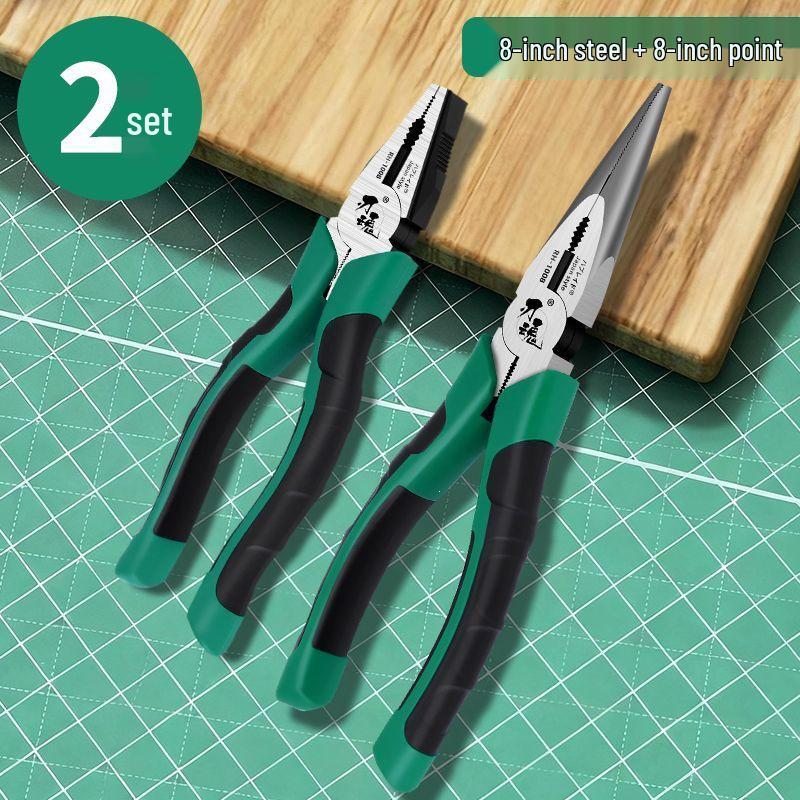 Three-Piece Industrial Grade Japanese Steel Pliers Set: Wire, Needle-Nose, and Diagonal Pliers for Electricians
