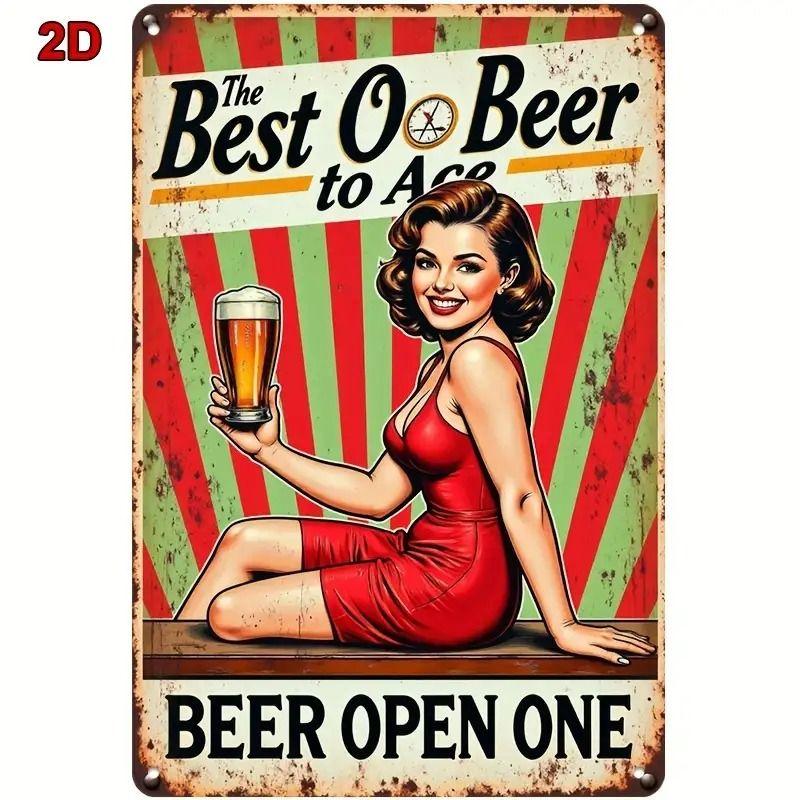 Retro Beer Theme Metal Tin Sign Bar Kitchen Wall Art Decor