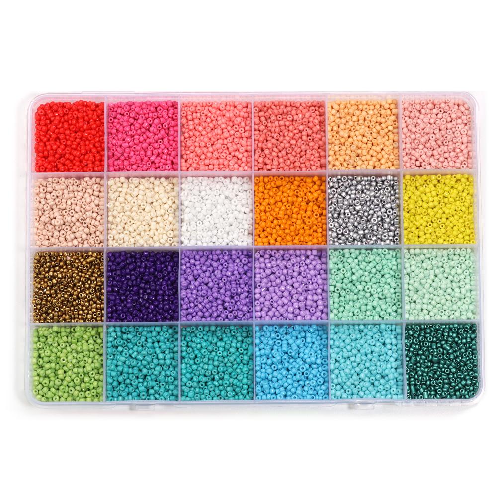 24 Colors/Box Seed Beads Round Seed Beads Loose Spacer Beads For Women Girl DIY Bracelet Necklace Jewelry Making Accessories