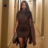 African Women's High-End Texture Drape Neck Mini Dress