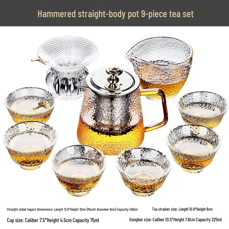 Lainuo 9-Piece Hammered Chinese Tea Set