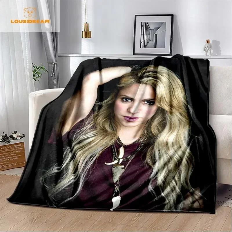 Mode Shakira Merch Pop Kvinnlig Sångare Tryck Flanellfilt Stjärnkonst Bärbar Hem Resa Kontor Vilopaus Julklapp