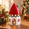 Ceramic Holiday Cottage Ornament Lighting up Lighted Decoration Glossy for Mantel