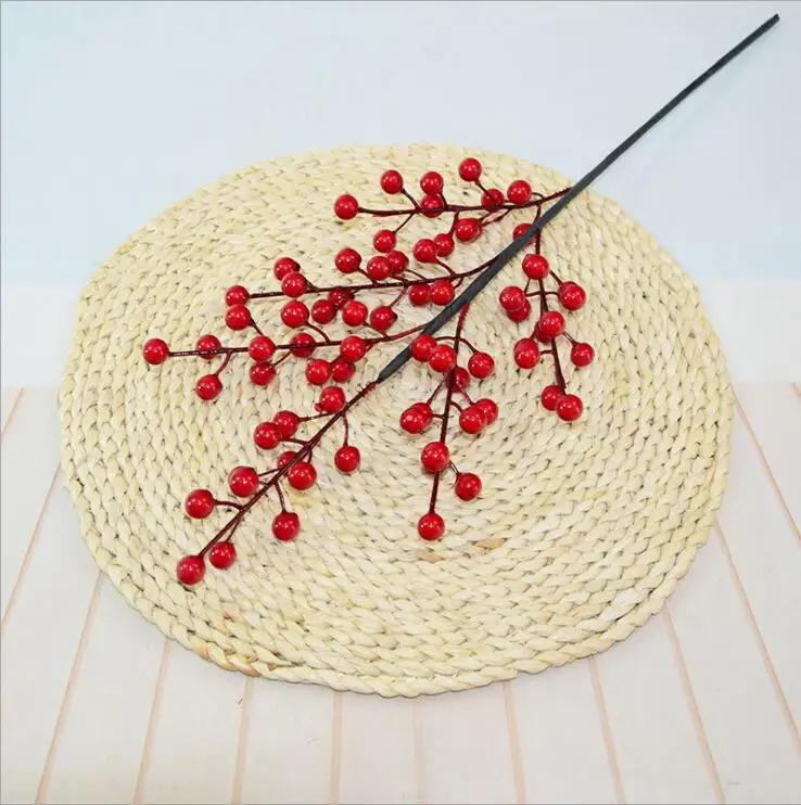 1PCS Christmas Red Berry Bouquet Fake Plant For Home Vase Decor Xmas Tree Ornaments New Year Party Living Room Decoration