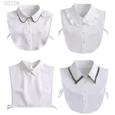Hollow Lace Chiffon Doll Cotton Fake Collar Blouse Sweater Detachable Shirt Collar False Collar Lapel Women Top Collars Decor