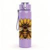1PC Sunflower Bee Insect Pattern 750ml Color Plastic Sports Water Bottle Leakproof Flip Straw Lid Suitable for Sports Office Home Use