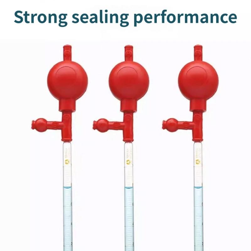 2Pcs Three Way Pipette Fillers 50ml Rubber Bulbs with Elastic Suction Liquid Handling Applications for Laboratory