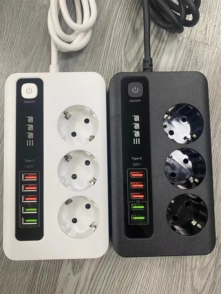 Power Strip EU AC Outlet Socket Multiprise Smart Home Extension Electrical Adapter 3-position TYPE-C USB Charging