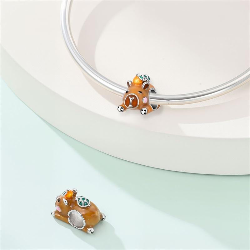 Copper Charms Beads Lovely Capybara Turtle Charms Pendantes Fit Original Bracelets Fine Diy Jewelry Gifts