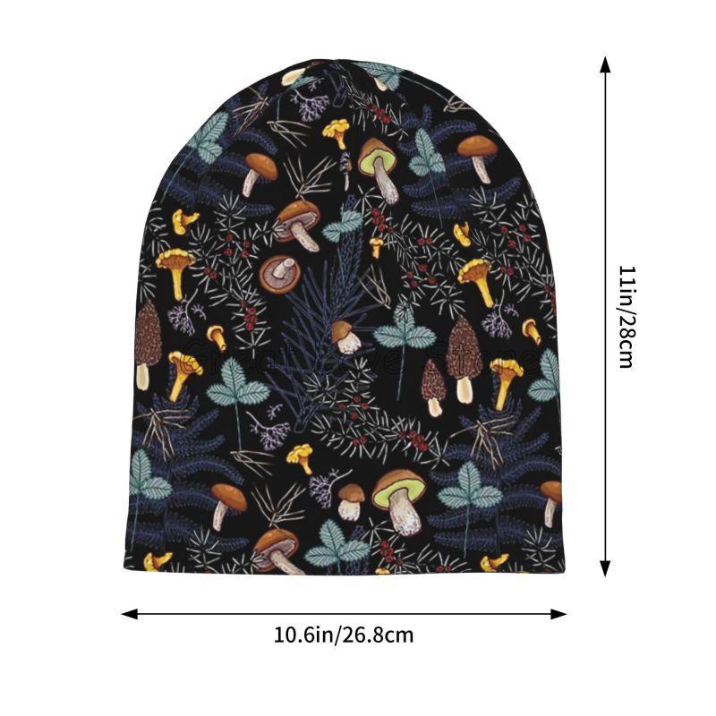 Dark Wild Forest Mushrooms Skull Beanie Hat Autumn Winter Adults Warm Bonnet Cap Unisex Knit Hats Headwear Skullies Beanies