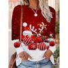 Christmas Ugly Santa Claus O-Neck Long Sleeve T-Shirts Fashion Womens Clothing Casual Clothes Harajuku Female Clothing