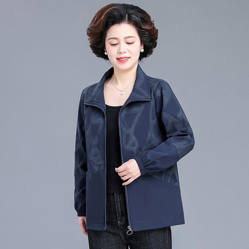 

2026 New Style Elegant Short Jacket for Middle-Aged & Elderly Women - Chinese National Trend Fashion 5XL (145-155 Jin) темно-синий
