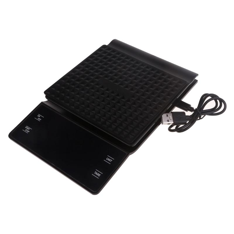 Espresso Coffee Kitchen Scale Mini Intelligent Timer USB Rechargeable Compatible for Home Professional Use 3kg Capacity