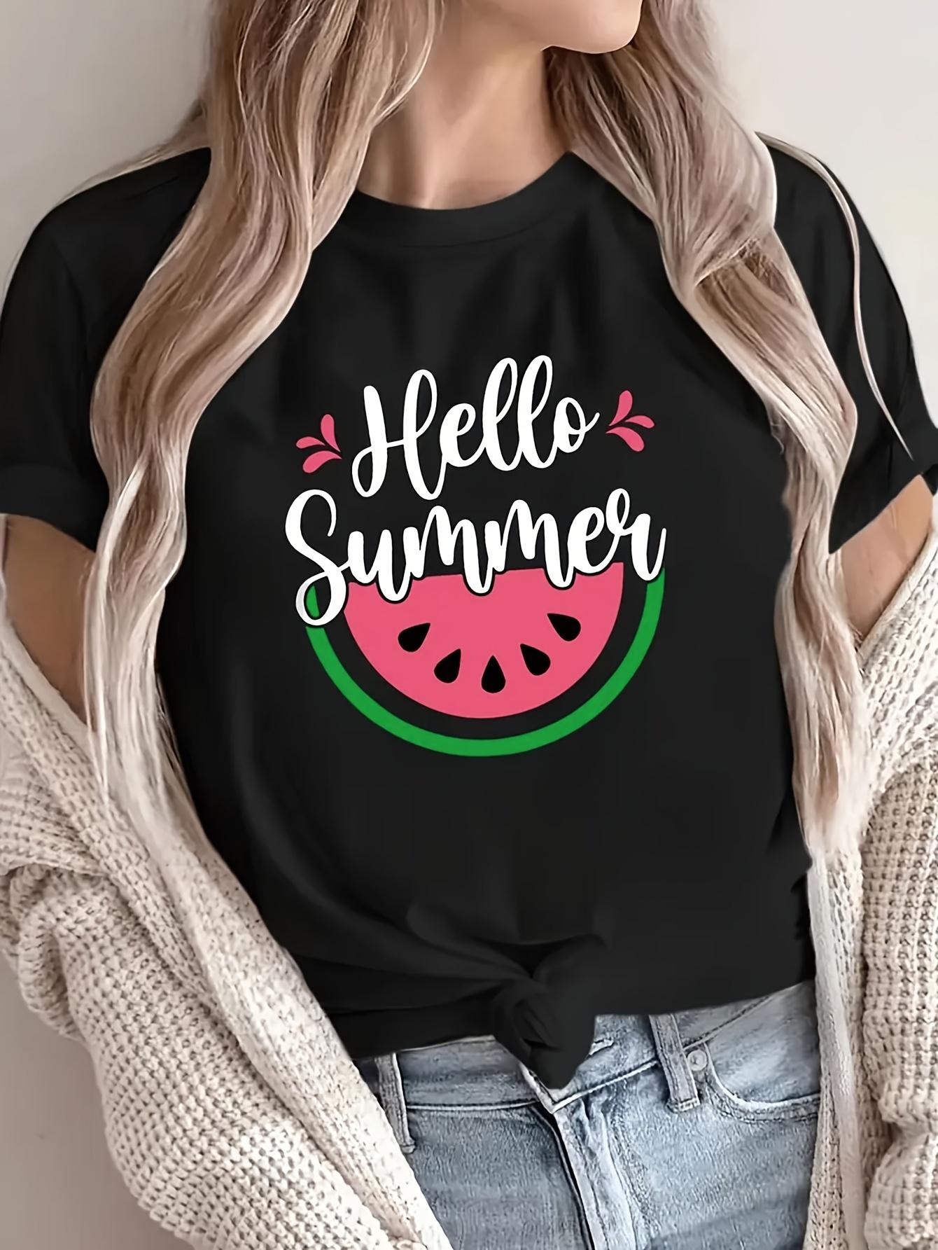 

Women S Casual Short-Sleeve Top with a Watermelon Print, Suitable for Summer And Spring. S разноцветный