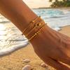 304L Stainless Steel 18k Gold‑plated Knot Beaded Bracelet Set Women Summer Beach Wear Adjustable Stackable Chain Jewelry Gift