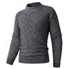 Men's Solid-color Casual Long-sleeved Semi-high-neck Knitted Sweater, Men's Loose Texture Printed Thickened Warm Pullover Sweater