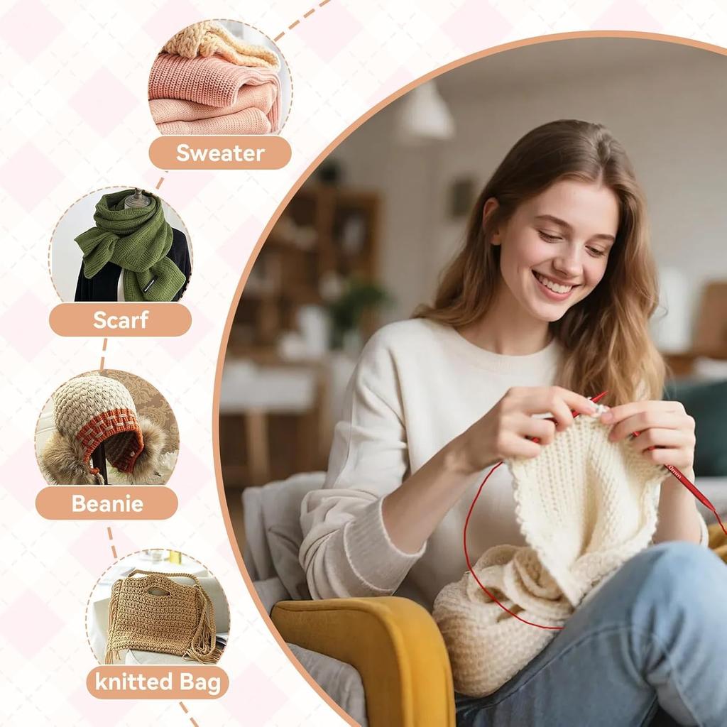 Genser heklenåler sett sirkulære strikkepinner sett DIY Craft Sytilbehør Garn Vev Strikkepinner Kit