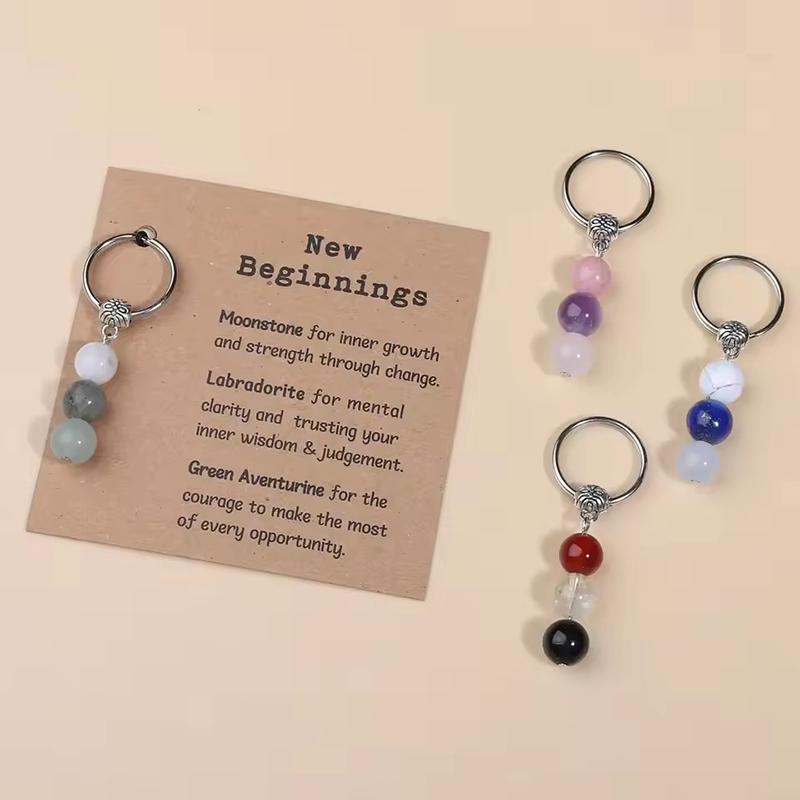 Natural Crystals Keychain Gift For  Beginnings Small Healing Stones Keychain For Anxiety Relief. Healing Crystals