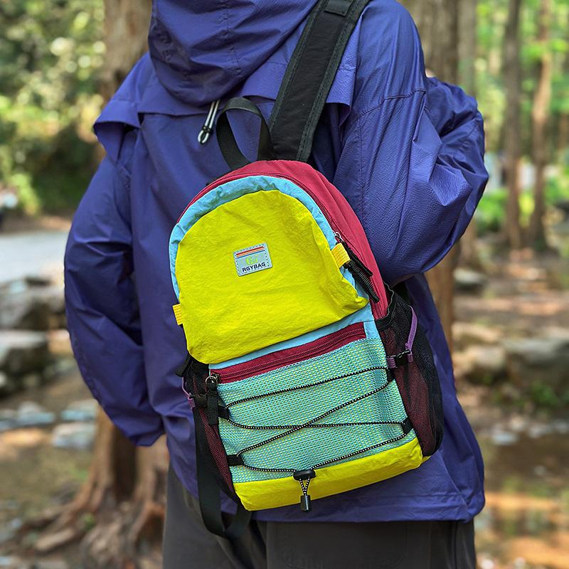Color Matching Contrasting Color Picnic Mountaineering Bag Niche Design Sense Backpack Outdoor Hiking Backpack Student Small Schoolbag