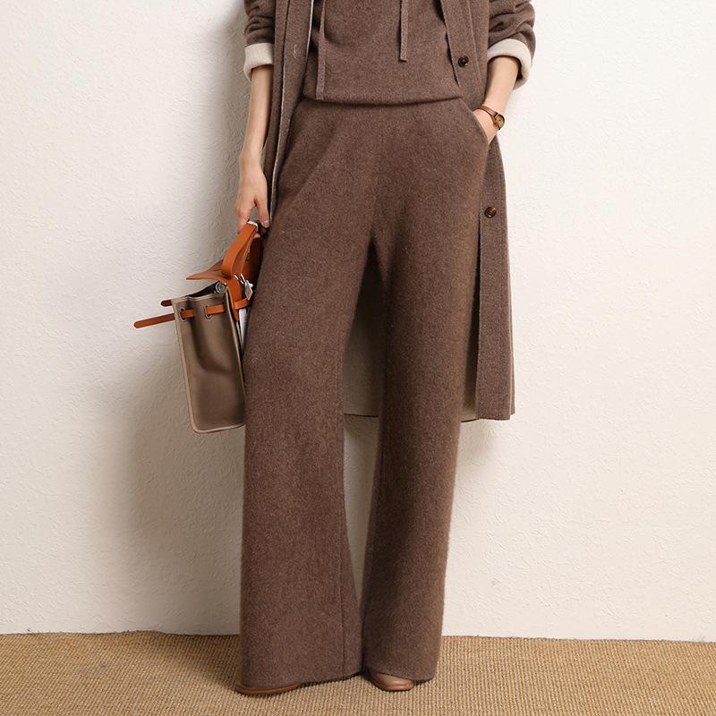 Cashmere High-Waisted Wide-Leg Knit Pants - Autumn/Winter Collection