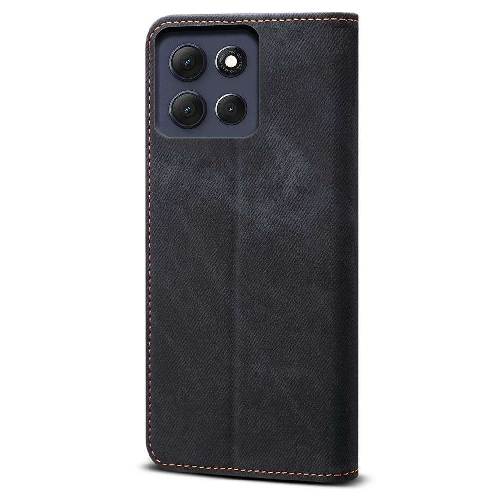 For Motorola Moto G56 5G Case Jeans Cloth Texture Anti-Scratch Leather Stand Phone Cover