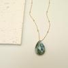 Elegant Blue Braided Rope Labradorite Necklace with Stainless Steel and Natural Stone Pendant