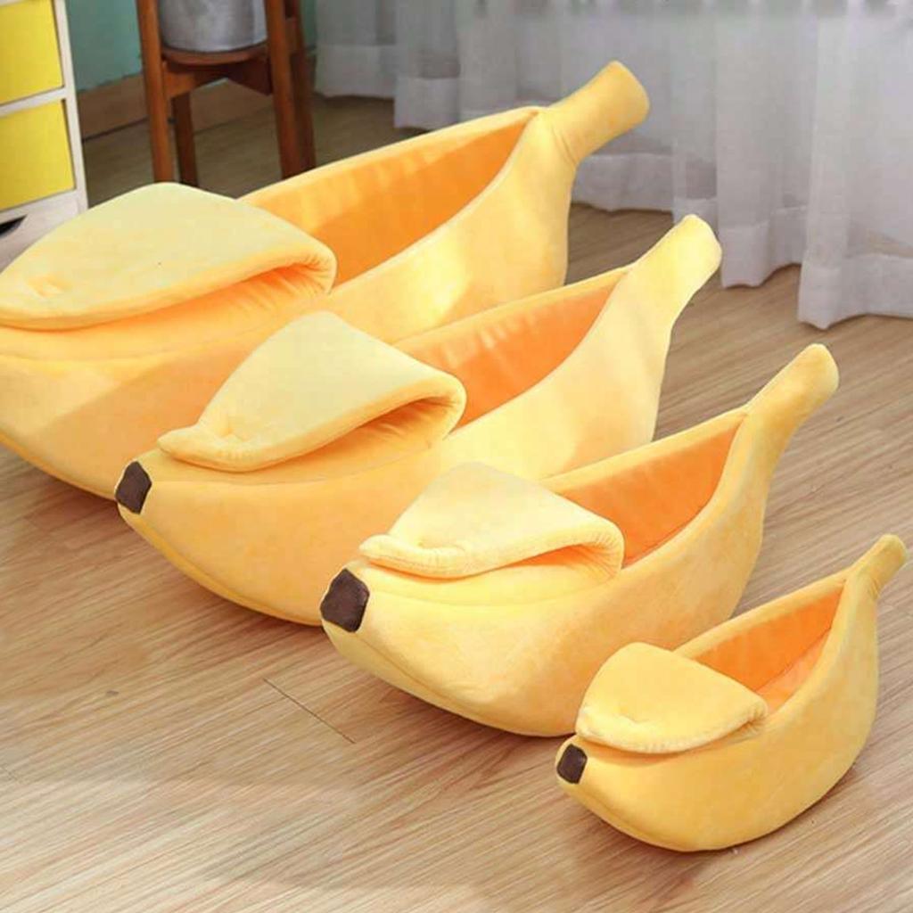Funny Cute Banana Cat Bed for Dogs Puppy Portable Warm Pet Basket Kennel Cats for Bed Dog Banana Nest Can Be Opened and Closed