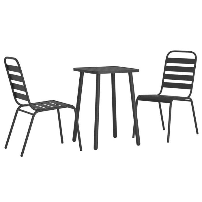 VidaXL Ensemble à manger de jardin 3 pcs anthracite acier, ensemble de salle à manger, ensemble de salle à manger 3187985