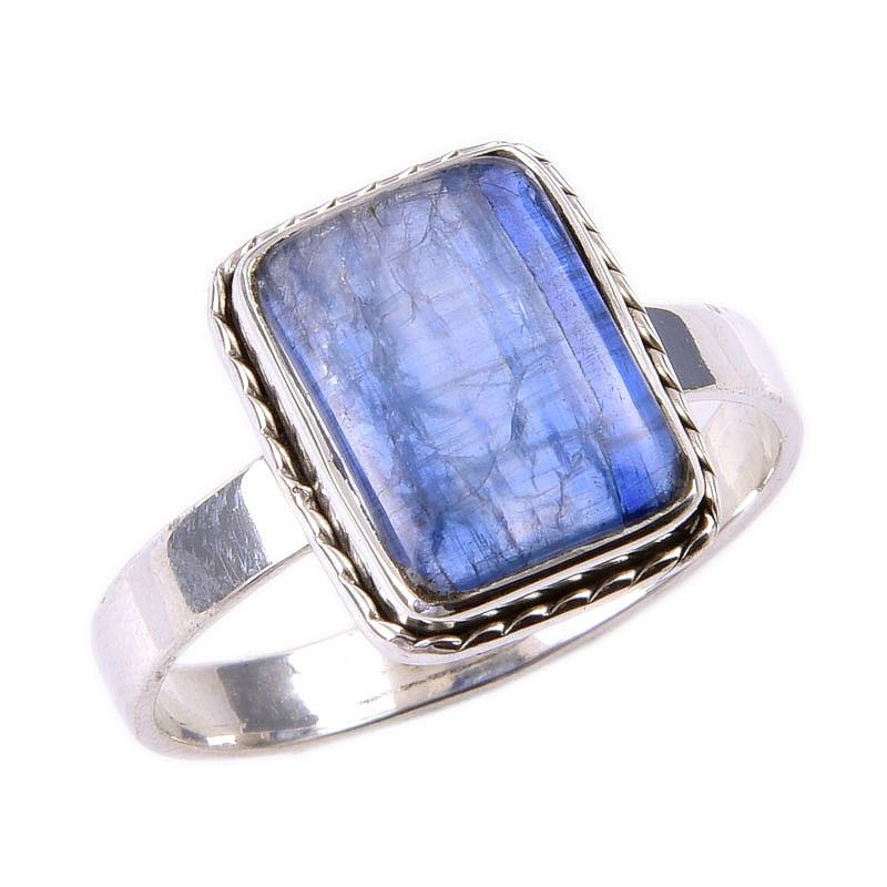 Natural Kyanite Gemstone Handmade 925 Solid Sterling Silver Gift Ring S.10 t6E05
