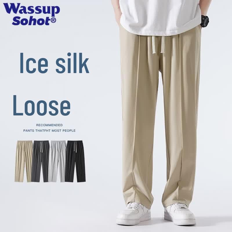 Wassup Sohot Men s Ice Silk Relaxed Fit Casual Pants M