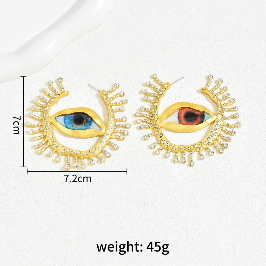 Exaggerated Alloy Diamond Women's Sun Devil Eye Earrings