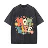 Retro Mom Life Typography Scatter De Washed Faded Vintage Short Sleeve Fashion Versatile Daily Tee